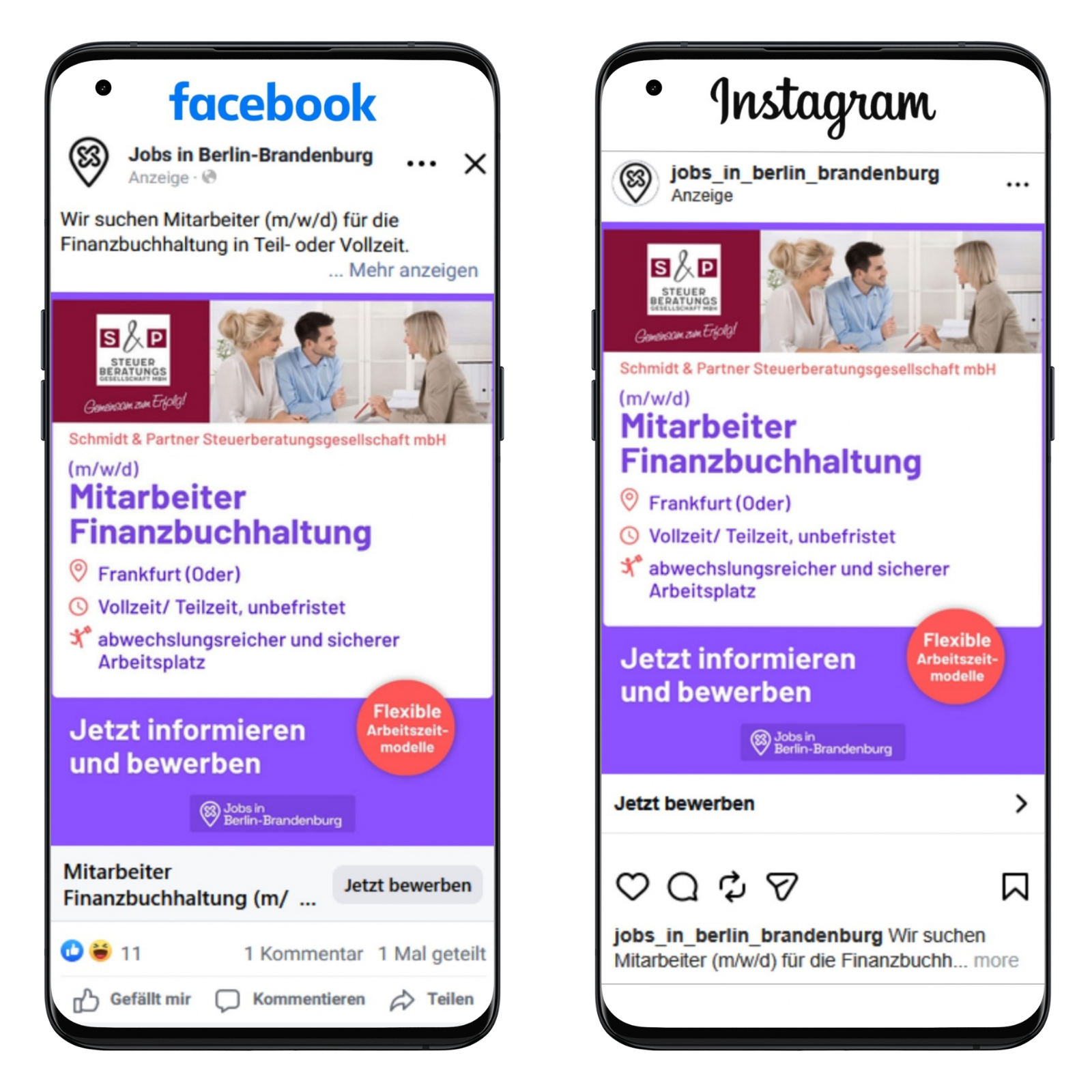 Beispiel einer Social-Media-Jobanzeige